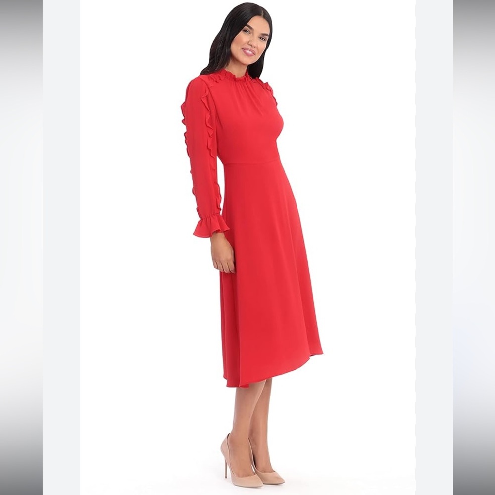 Donna Morgan Vibrant Red Long Sleeve Dress